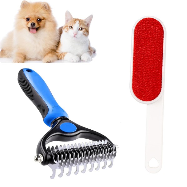 GJNMYSD 2 Pcs Pet Grooming Tool Dog Brush - Double