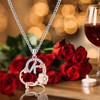 Mesovor Rose Heart Necklaces for Women, Initial Letter Pendant Necklace