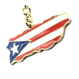 SNS Components Puerto Rico Rican Caribbean Gold Country Flag Key Ring Metal Enamel Keyring