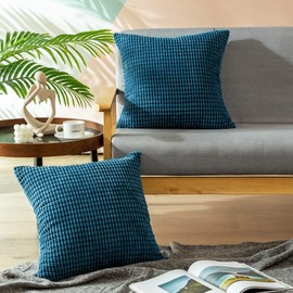 CaliTime Cushion Covers 2 Pack, Supersoft Corduroy Pillow Case, Both Sides Striped, Decorative Cushion Covers, 50cm x 50cm