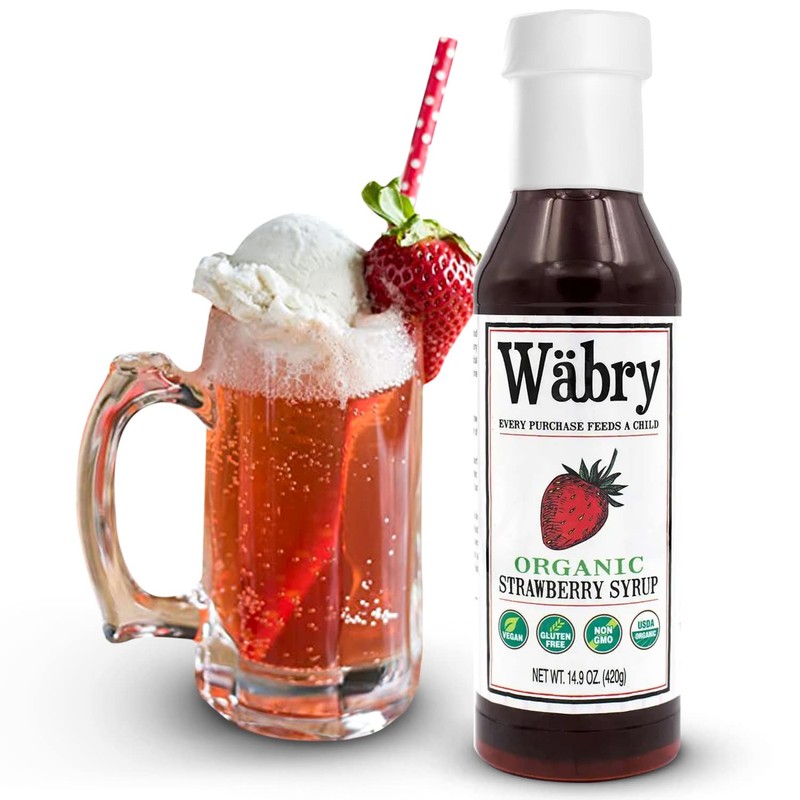 Wäbry Organic Strawberry Syrup – 14.9oz (420g), Natural Fruit Syrups