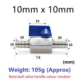 MiJunHD 10mm Barb Ball Valve, 304 Stainless Steel Mini Shut Off Valve Switch for Water,Gas,Fuel,Drip,Irrigation