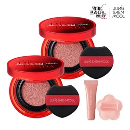 Jeong Saem Mool Jung Saem Mool [Devil's Princess 2] Artist Cushion Blush Blur Duo + Metal Serum Mini + Flower Puff - 1)Perky Coral / 정샘물 [악마프2] 아티스트 쿠션 블러쉬 블러 듀오 + 메탈세럼 미니 + 꽃 퍼프 - 1)퍼키코랄