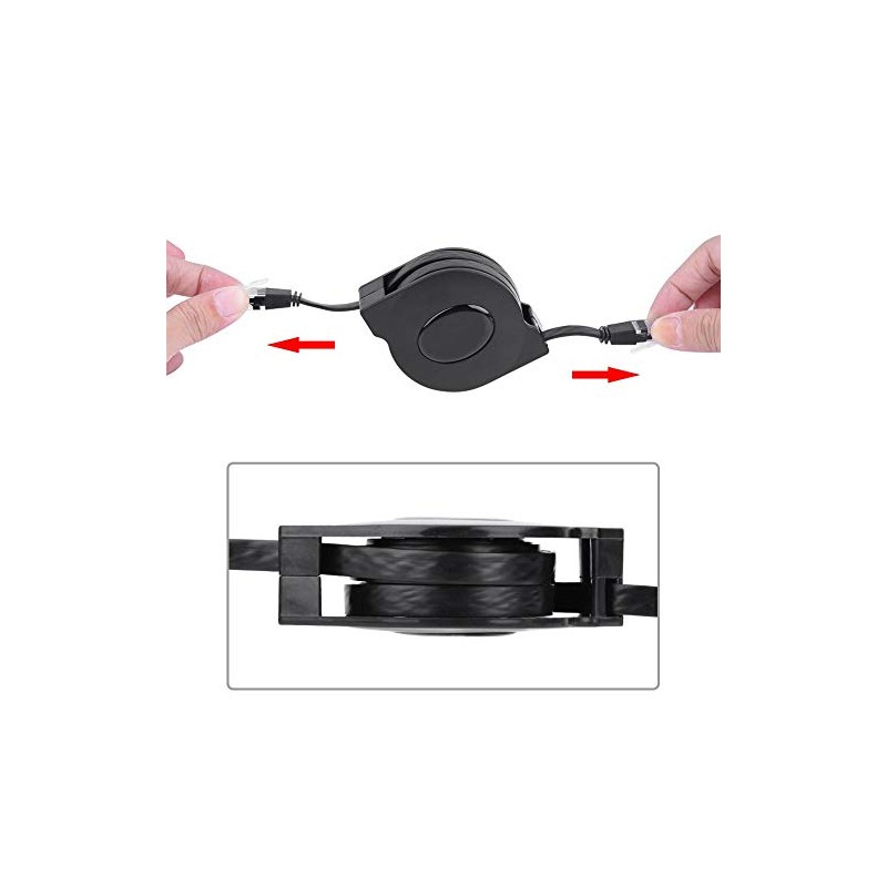 Cable retr¨¢ctil ajustable Cat-6 10 Gigabit Ethernet ultra plano retr¨¢ctil