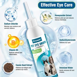 120ml*2 Gotas para Ojos de Mascotas,Alivio Calmante para Gatos y Perros,Ingredientes Naturales para un Tratamiento Seguro y Eficaz de Ojos Secos e Irritación, Fácil de Usar con Gotero