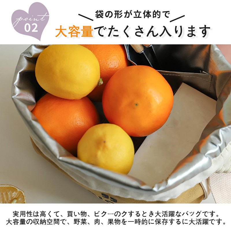 Pantress ランチバッグ 保冷保温 3WAY(手提げ/肩掛け/斜め掛け) お弁当袋 大容量 アルミ断熱仕様 キャンバス生地 巾着型 ビジネス