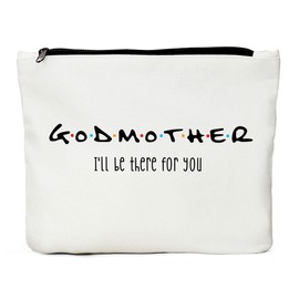 JIUWEIHU Godmother Gift - Appreciation Mother's Day, Christmas, Birthday Gift Idea for Godmother - 'I'll Be There For You' Makeup Bag