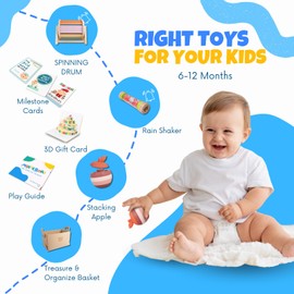 Obsiusfb Montessori Toys for Babies 6-12 Months – Wooden Baby Sensory & Educational Toy Set, Ideal Gift Set for 6-12 Month Olds, Montessori Must-Haves for Infants, Baby Gift Set