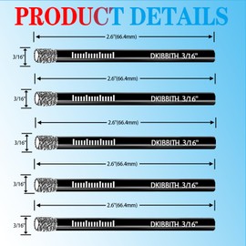 5-Pack 3/16" Dry Diamond Drill Bits Set, 5mm Tile Drill bits for Ceramic Porcelain Marble Granite Tile Stone Glass Brick, Integrated Coolant for Fast Dry Drilling, Round Shank, with Storage Case