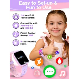 ZONEY Kids Smart Watch for Girls Boys, Kids Fitness Tracker with Pedometer Heart Rate Sleep Monitor Alarm Clock Calorie Step Counter, Waterproof Activity Tracker for Ages 3-14 Birthday Present(Purple)