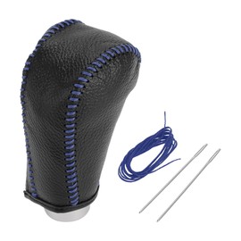 HEROFFIX 1 Pc Gear Shift Knob Cover for Honda CR-V 2015-2016 Stick Shifting Handle Protector Pebbled Black Blue Faux Leather