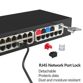 72 Pcs RJ45 Port Lock with 3 Keys, Locking RJ45 Port/Dust Blocker,RJ45 Dust Cover Cap Female Port Plugs Protector,Compatible RJ45 Port Devices(Grey)