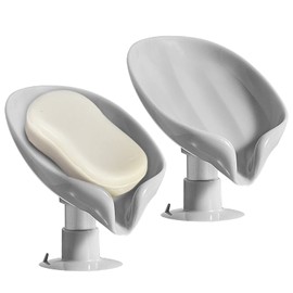 2 Pack Soap Holder Self Draining Soap Dish Sponge Holder Suction Cup Soap Dish Fast Draining Fast Drying Strong Suction Cup Adhesion for Bathroom Shower Kitchen Sink