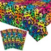 LSJDEER 4 Pack Rainbow Cheetah Party Tablecloth - Rainbow Leopard