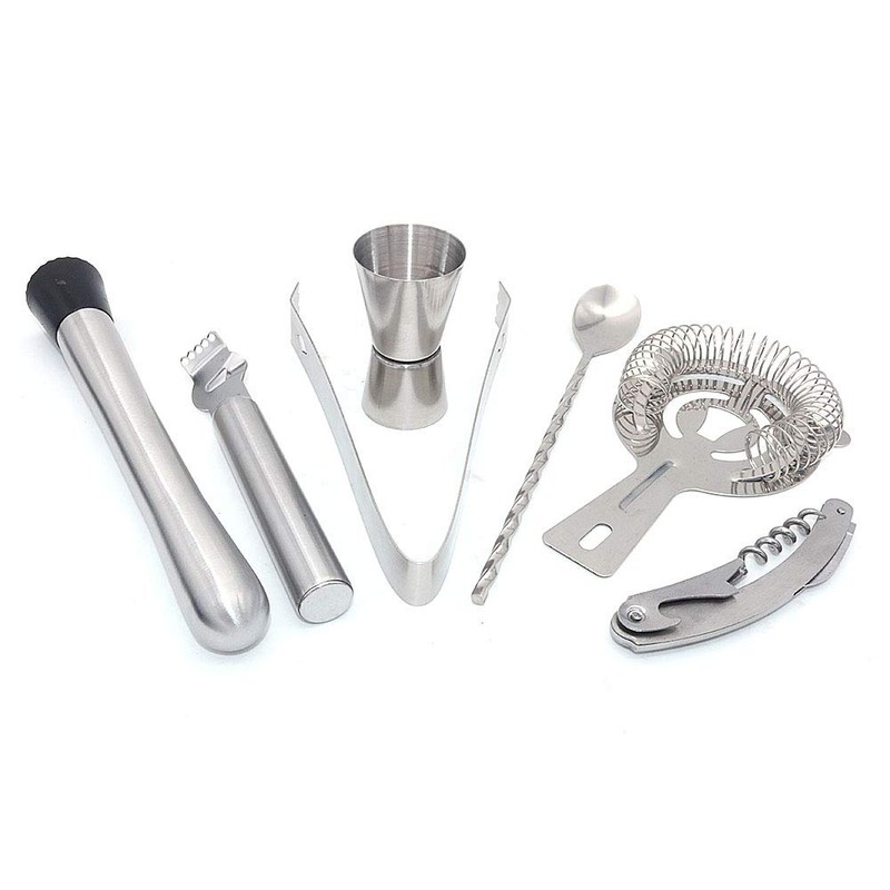DollaTek 7Pcs Stainless Steel Cocktail Bartender Bar Set Kit Cocktail