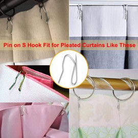 Adiyer 28pcs 1.5-Inch Inner Diameter Drapery Eyelet Sliding Curtain Rings with Pin-on Drapery Hook Curtain Hooks (Silver)