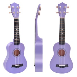 Soprano Ukulele Beginner Pack, 21 Inch Basswood kids Ukuleles Starter Kit with Gig Bag Digital Tuner Spare Strings and Picks. (purple)