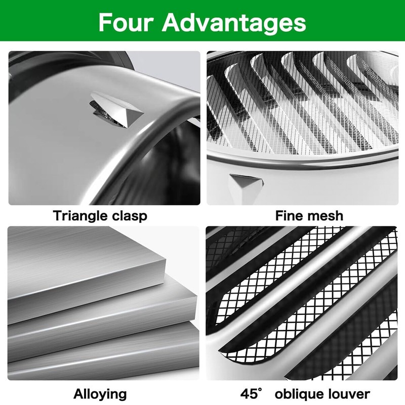 10"Inch Stainless Steel Universal Round Louvered Vent Cover with Built-in