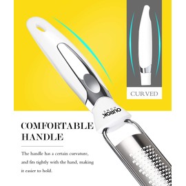 Ourokhome Kitchen Lemon Zester, Stainless Steel Hand Held Parmesan Cheese Grater for Ginger, Chocolate, Coconut, Lime, Nutmeg, Citrus, Fruit, Vegetable with Cleaning Brush, Dishwasher safe, White
