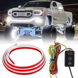 DREAMOTOR 71 Inch Led Hood Light Strip, White Dynamic Car LED Hood Strip Lights with Fuse Protection, Turn Signal Lamp, Universal Exterior Daytime Running Light Strip for Cars, SUVs, Trucks