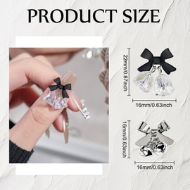 12Pcs 3D Christmas Bow Bell Charms Mixed Color Bow Bell Art Accessories for DIY Women Art Nail Designs Manicure Decoration