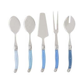 Laguiole French Home Hostess Set 5-Piece Serving Utensils Set with Slotted Spoon, Spatula, Fork, and 2 Spoons Elegant and Versatile Flatware Set