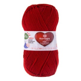 Kartopu Baby Love and Care Knitting Yarn 100 g Antibacterial Baby Wool Crochet Yarn Choice of Colours Colour: K125 Carmine Red
