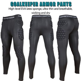 Shinestone Adult Men's Goalkeeper Armor BodyShield Padded Compression Pants with Sponge Protector for Football Baseball(Pants-03, X-Large)