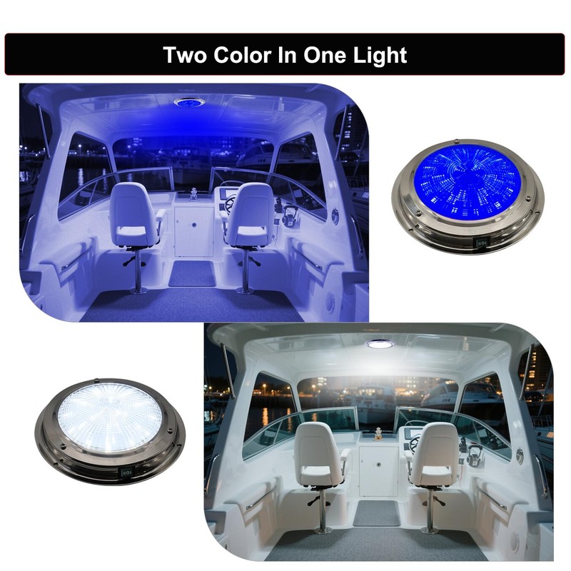 Vcanuplms Marine Boat Dome Lights, 5.5 Inch Dual Color LED