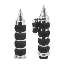 HCmotorku Motorcycle Hand Grips 1 inch 25mm Universal Non-Slip Handlebar Throttle Grips Fit for Harley Street Glide Road King Electra Glide Softail Fatboy Dyna Sportster XL883 (Chrome)