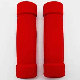 Land-Haus-Shop® Bicycle Grips Scooter Handlebar Grips, Foam Rubber Cover Foam or Leather-Look Faux Leather Retro Look, red