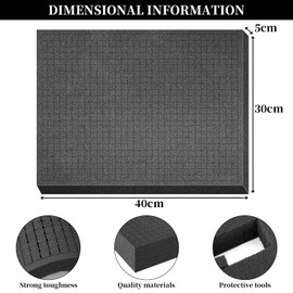 Grid Foam Cube Foam, 4 Pieces 40 x 30 x 5 cm Foam Insert Tool, Tool Case, Camera Case, Foam, Tabletop Case Insert