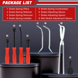 DASBET 8PCS Drum Brake Tool Kit | Brake Spoon Set with Drum Brake Spring Pliers, Professional Brake Drum Tool Kit Brake Spring Installer Remover Plier Tools Set