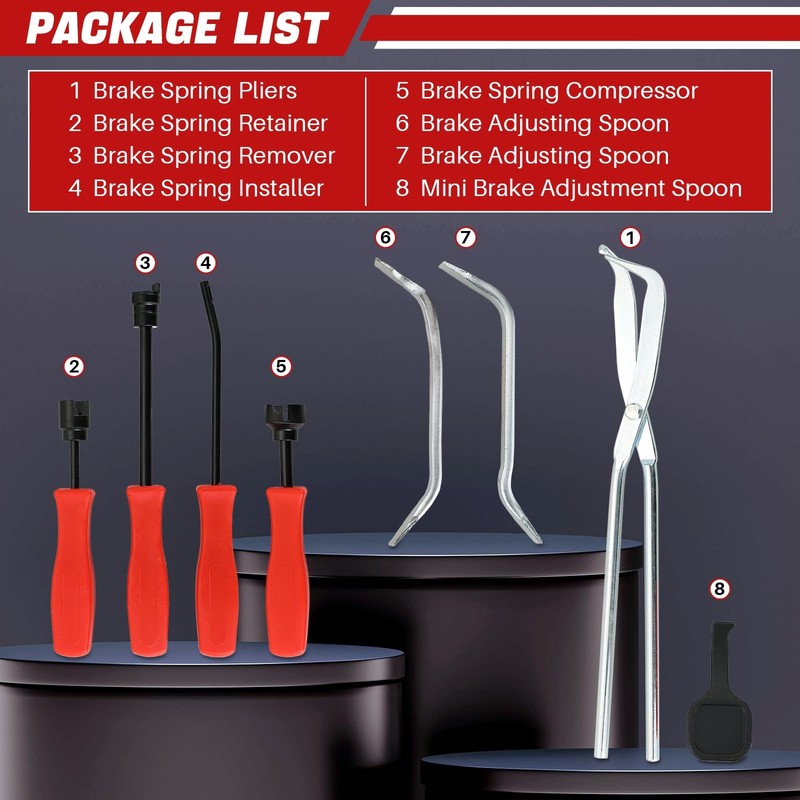 DASBET 8PCS Drum Brake Tool Kit | Brake Spoon Set