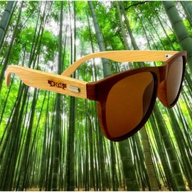 Hage Collection Bamboo Sunglasses in Brown with Polarised Caramel Lenses, brown