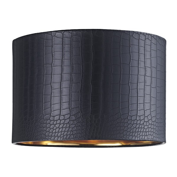 Modern Jet Black Croc Design Faux Leather Material 12" Circular