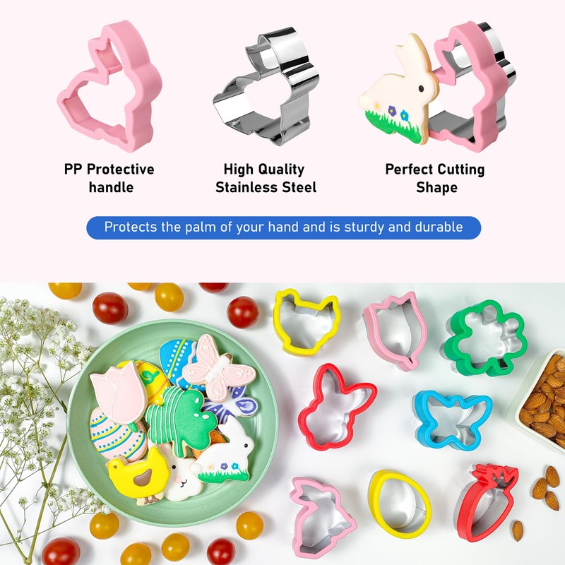 8-Piece Easter Cookie Cutter Set, Bread Cutters for Children, Sandwich