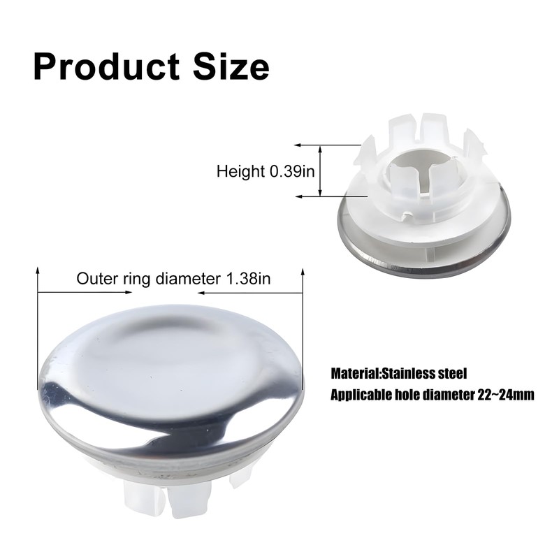 Yistoi Pack of 4 Sink Overflow Covers, Applicable Diameter 22-24