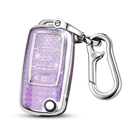 FT Funtor Car Key Case for VW, Three Button Car Key Box, Car Scratch Resistant Key Case, Key Cover for VW Polo, Skoda, Fabia, Golf 4/5/6, T5, Multivan, purple