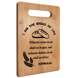 Absnfatu Christian Kitchen Decor, I am the Bread of Life John 6:35 Bible Verse Cutting Board Chopping Board, Christian Religious Gifts for Women, Bamboo Cutting Boards for Kitchen