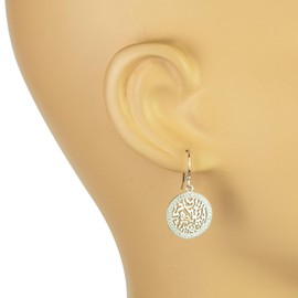 925 Solid Sterling Silver Israel Hebrew Jewish Prayer 16mm Shema Star or Circle CZ Dangling Earrings