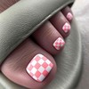Short Press on Toenails Square Fake Nails with Pink and