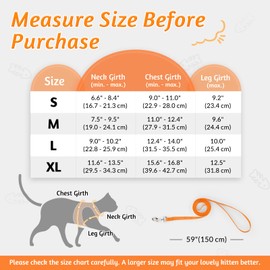 rabbitgoo Cat Harness and Leash Set for Walking Escape Proof, Adjustable Soft Kittens Vest with Reflective Strip for Cats, Comfortable Outdoor Vest,Light Orange,S