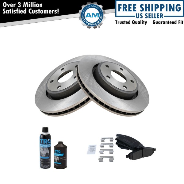AM Autoparts Front Ceramic Brake Pad & Rotor Kit w/Fluids