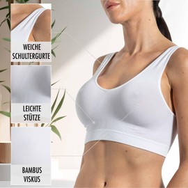 Risalti Women's Bra Without Underwire Bamboo Wide Shoulder Pack of 3 - Women's Bra Light Support, Soft Than Bustier Women's Cotton, Bra Without Underwire, Bralette Women, Seamless Bra - Made in Italy,