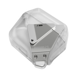 AULUMU A29 AirPods 4 Case, Geometric Design Zinc Alloy Lock with Detachable Nylon Strap Shockproof TPU Reinforced Corner Protection for AirPods 4th Generation (2024) Case Translucent White