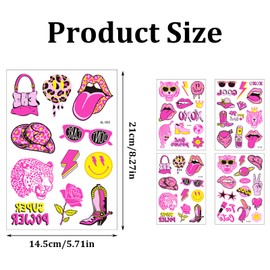 Glow in the Dark Temporary Tattoos 4 Sheets Neon Temporary Tattoos Fluorescent Party Face Tattoos Easy to Use Neon Skin-Friendly for Women Girls Body Art