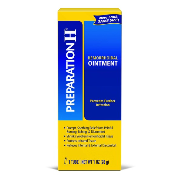 Preparation H (1.0 Ounce, 1 Tube per Box) Hemorrhoid Symptom Treatment Ointment, Itching, Burning & Discomfort Relief, Tube, (Pack of 3)