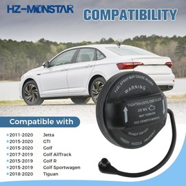 HZ-MONSTAR Gas Cap Fuel Cap 5C0201550T 5Q0201550L Compatible with 2011-2020 Jetta 2015-2020 Golf | GTI 2017-2019 AllTrack 2015-2019 R | Sportwagen Replace 5C0 201 550 T 5C0-201-550-T