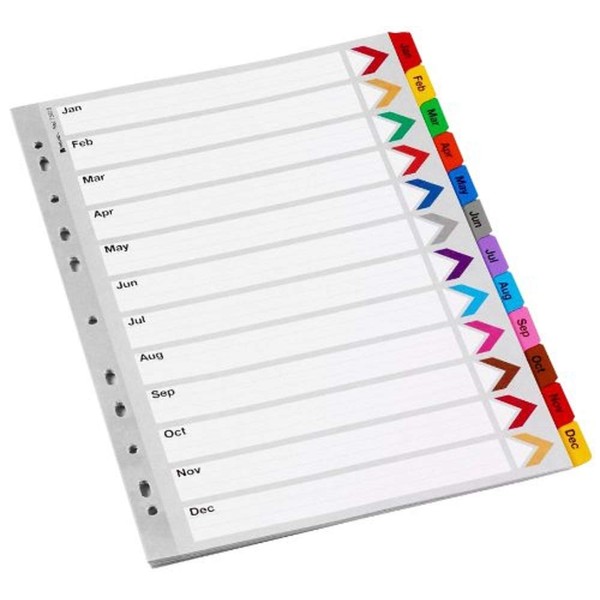 Rexel Mylar A4 Reinforced Index January-December -White